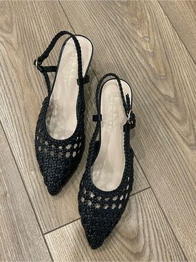 Nicole Miller New York Woven Black Kitten Heel